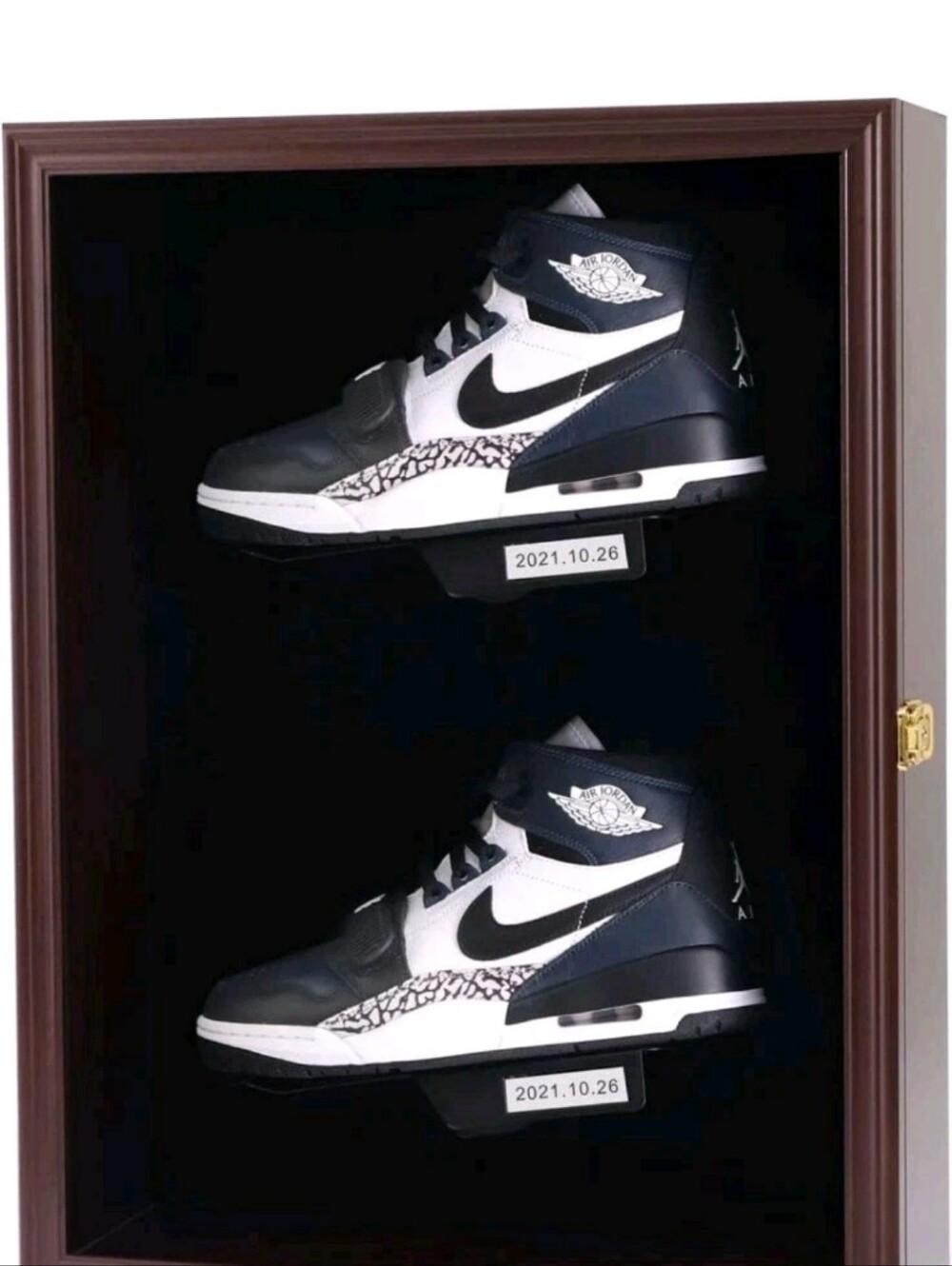 Wood Frame Sneaker Display Case Clear Acrylic Door Black Felt Backing Collector